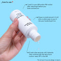 A close up photo of a full-sized bottle of Calm Down, held upside down, and a few drops of exfoliator pouring down. The text on the image explains how to use the product: use it in your AM and/or PM routine after cleansing and before your toner and serums. Pour a small amount onto a cotton pad, or pour it into your hands and pat it on. Wait a few seconds until it absorbs then continue with the rest of your routine/wear SPF in the AM.
Do not use it if you are allergic to Aspirin.