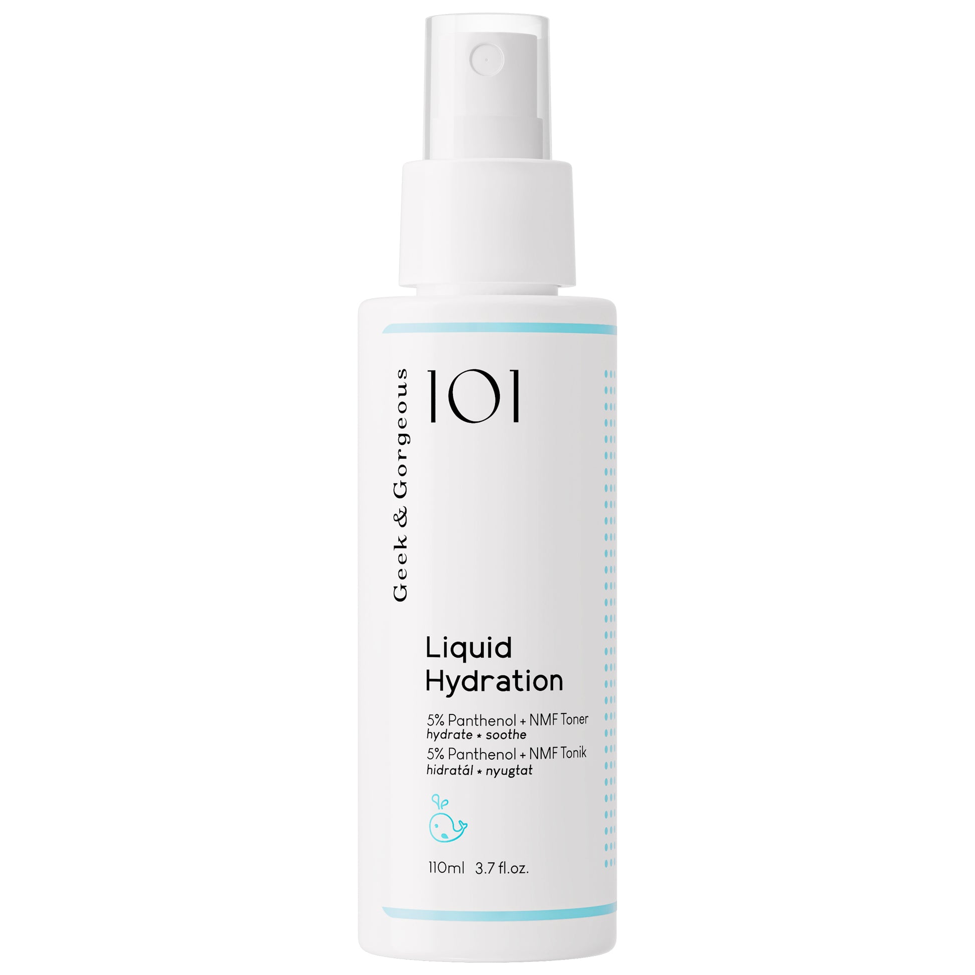 A bottle of full-sized Liquid Hydration mist on white background.