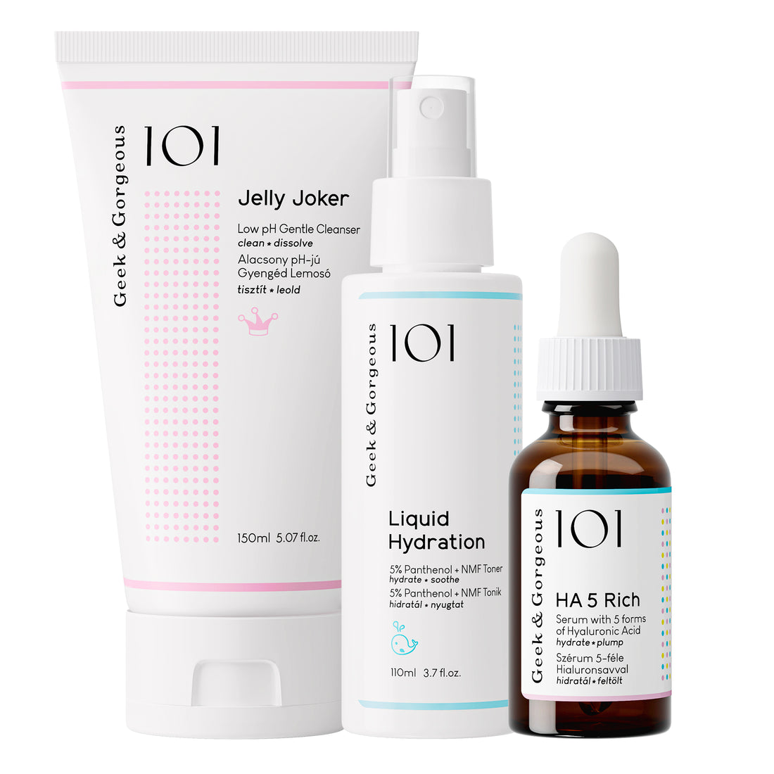 The Gift Kit, which contains a full-sized version of Jelly Joker, a full-sized Liquid Hydration, and a bottle of HA5 Rich.